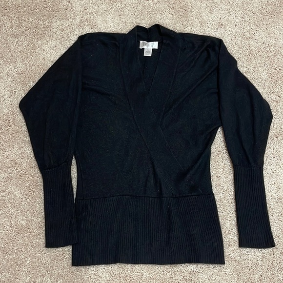 Ann Taylor Loft Angora Rabbit Hair Size XS Black Wrap Hem Sweater Women Top - Picture 1 of 3